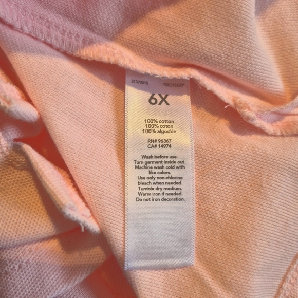 Oshkosh B'Gosh girls size 6X pink polo shirt, 4 buttons, NWT - Picture 4 of 5